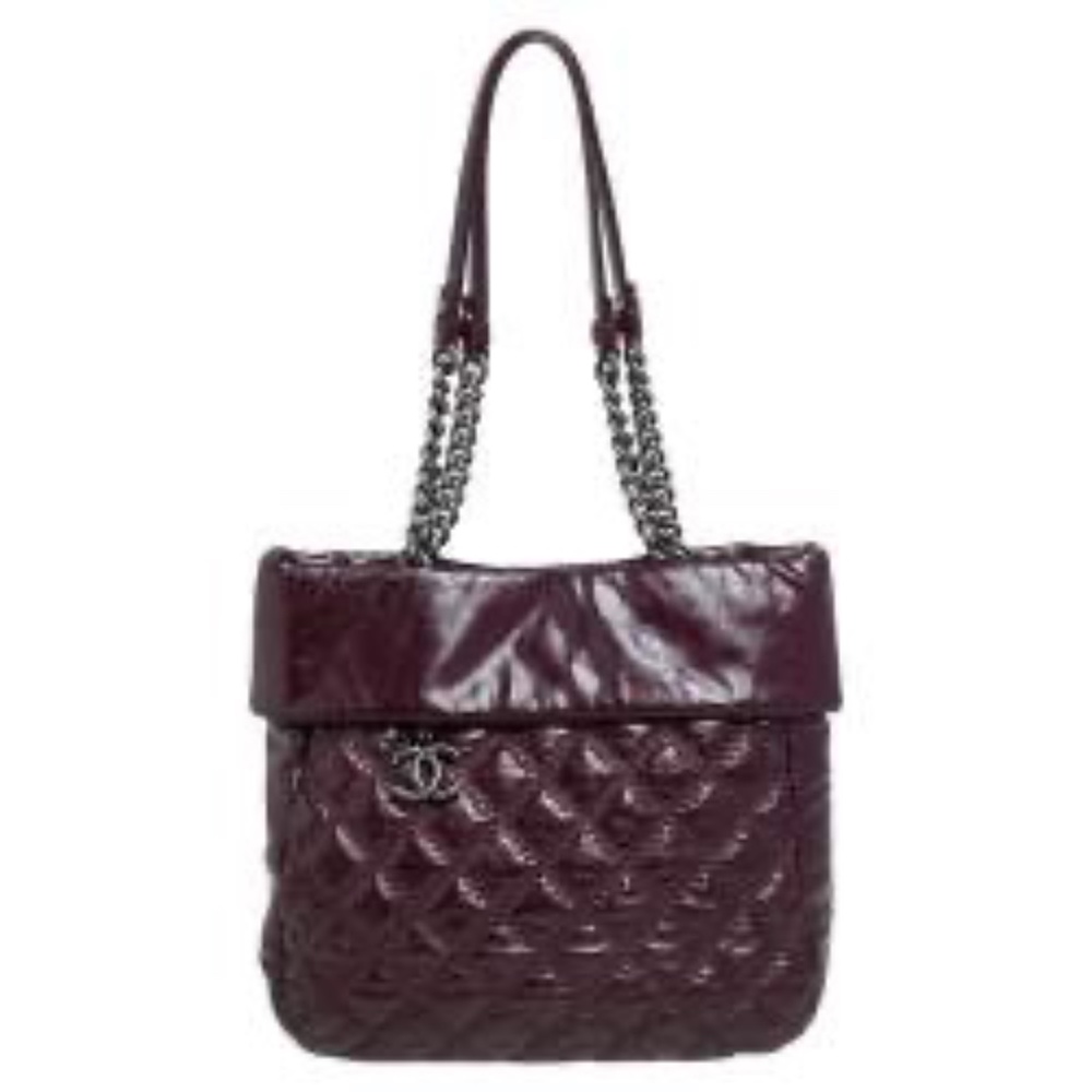AUTHENTIC CHANEL Burgundy Quilted Leather Tote